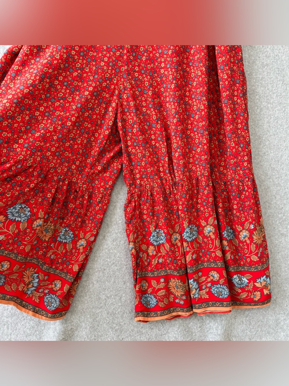 Natural Life Jamie Jumpsuit Romper Wide Leg Red Floral Boho Festival Size Small - Picture 6 of 16